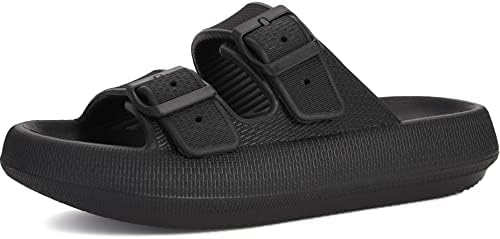 Cloud Double-Buckle Slide — Black