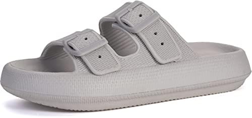 Cloud Double-Buckle Slide — Grey